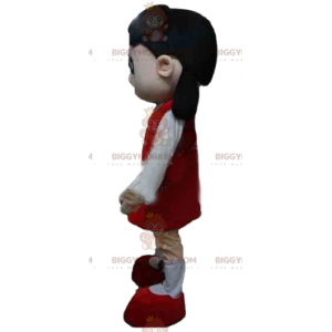 Girl BIGGYMONKEY™ Mascot Costume in Red and White Outfit -