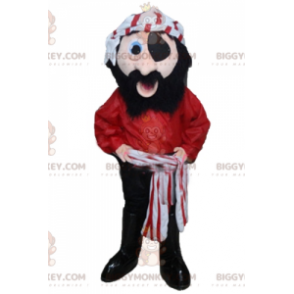 Disfraz de mascota pirata BIGGYMONKEY™ en traje rojo, negro y
