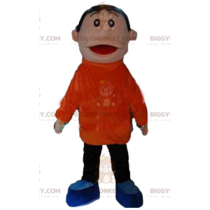 Disfraz de mascota Boy BIGGYMONKEY™ con traje naranja y negro