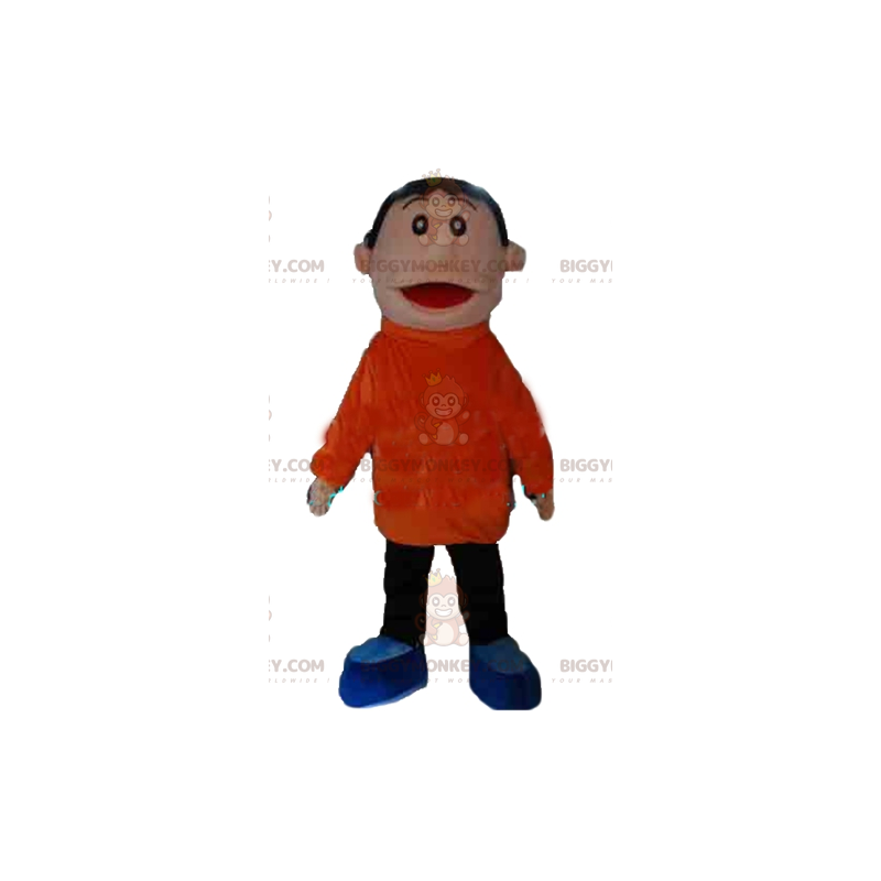 Boy BIGGYMONKEY™ Mascot Costume In Orange And Black Outfit