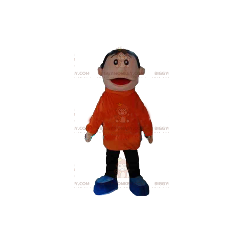 Disfraz de mascota Boy BIGGYMONKEY™ con traje naranja y negro