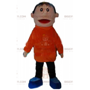 Boy BIGGYMONKEY™ Mascot Costume In Orange And Black Outfit