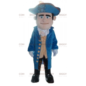 Traje de mascote de soldado vintage BIGGYMONKEY™ em traje azul