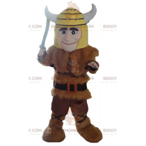 BIGGYMONKEY™ Costume da mascotte vichingo con pelle di bestia