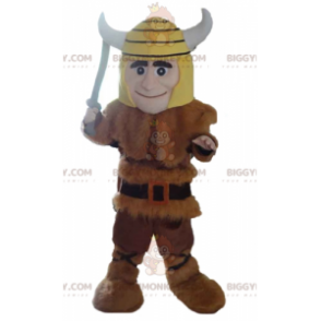 BIGGYMONKEY™ Costume da mascotte vichingo con pelle di bestia