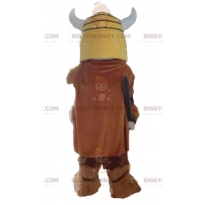 BIGGYMONKEY™ Beast Skin Wikinger-Maskottchen-Kostüm mit gelbem