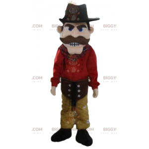 Costume da mascotte da cowboy BIGGYMONKEY™ vestito di rosso e