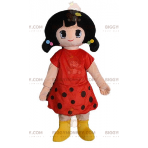 Traje de mascote BIGGYMONKEY™ de menina marrom vestida com