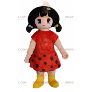 Traje de mascote BIGGYMONKEY™ de menina marrom vestida com