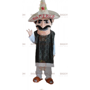 BIGGYMONKEY™ Μεξικάνικη στολή μασκότ με μουστάκι με σομπρέρο -