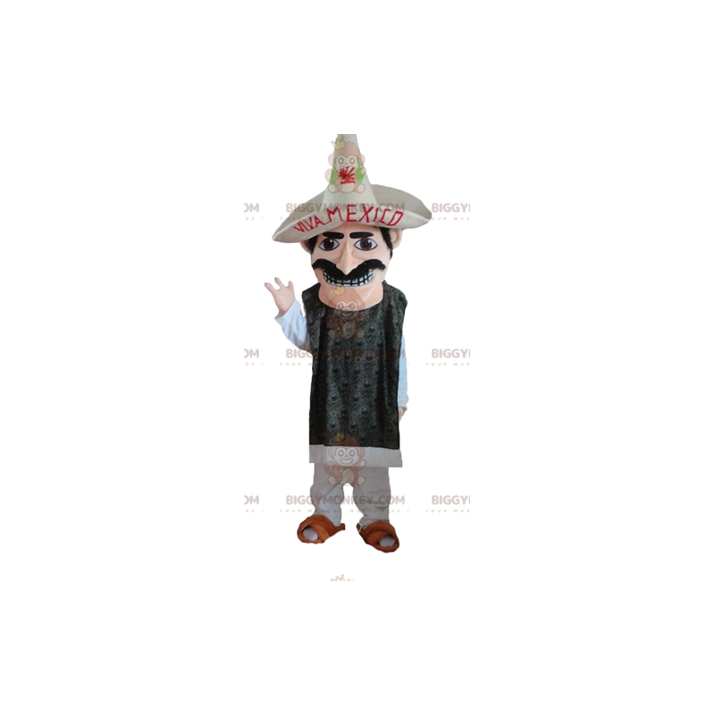 BIGGYMONKEY™ Costume da mascotte baffuto messicano con sombrero