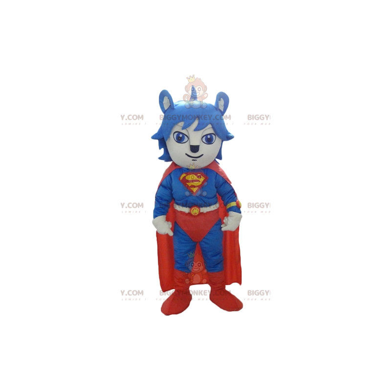 Cat BIGGYMONKEY™-mascottekostuum gekleed in rood en blauw