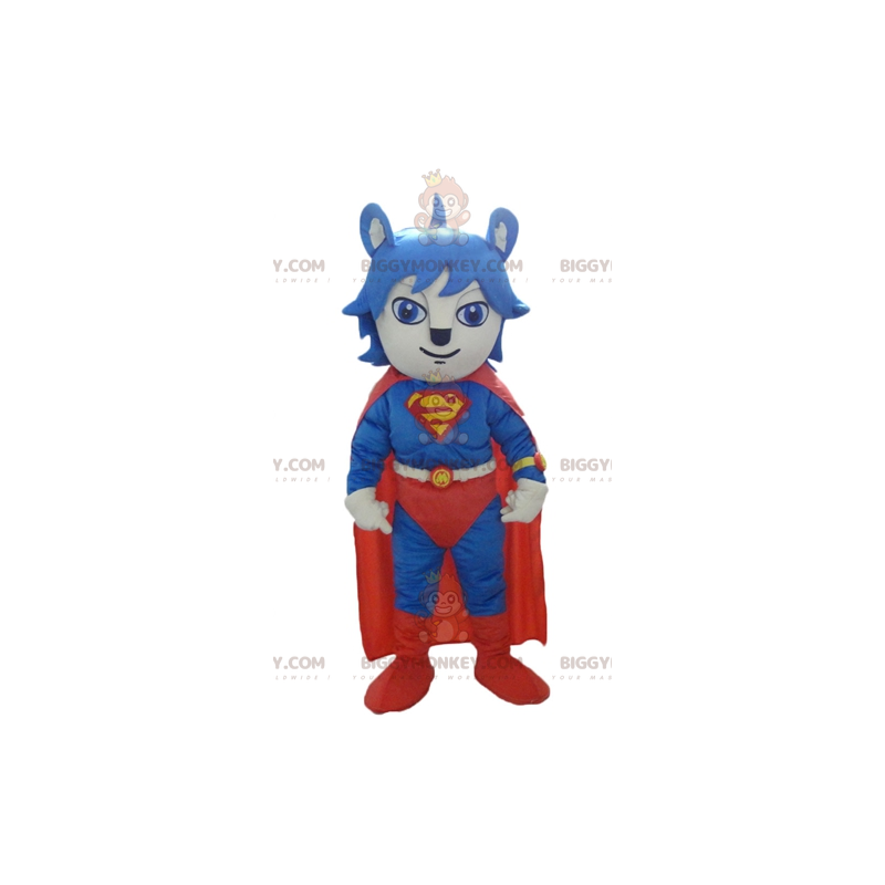 Στολή μασκότ γάτας BIGGYMONKEY™ ντυμένη με κόκκινο και μπλε