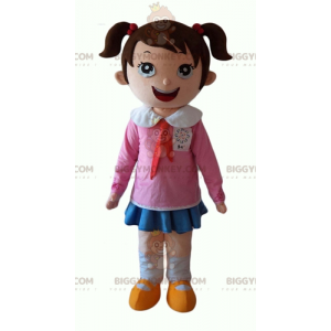 Very Smiling Little School Girl BIGGYMONKEY™ Mascot Costume –