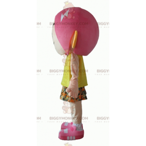 Costume de mascotte BIGGYMONKEY™ de fille aux cheveux roses