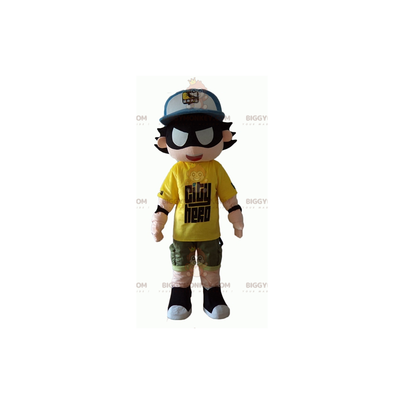 Superhero Child BIGGYMONKEY™ Mascot Costume with Blindfold –