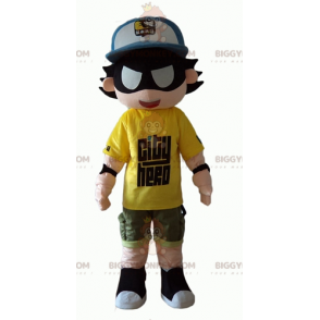 Superhero Child BIGGYMONKEY™ Mascot Costume with Blindfold –