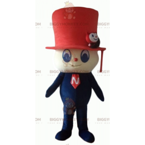 Snögubbe BIGGYMONKEY™ maskotdräkt med röd hatt - BiggyMonkey