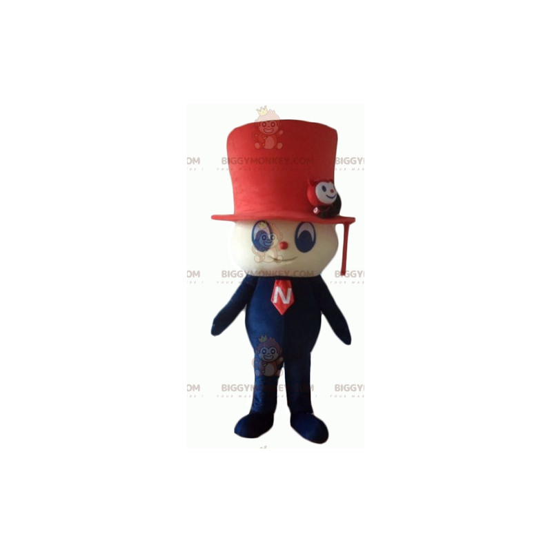 Snemand BIGGYMONKEY™ maskotkostume med rød tophat -