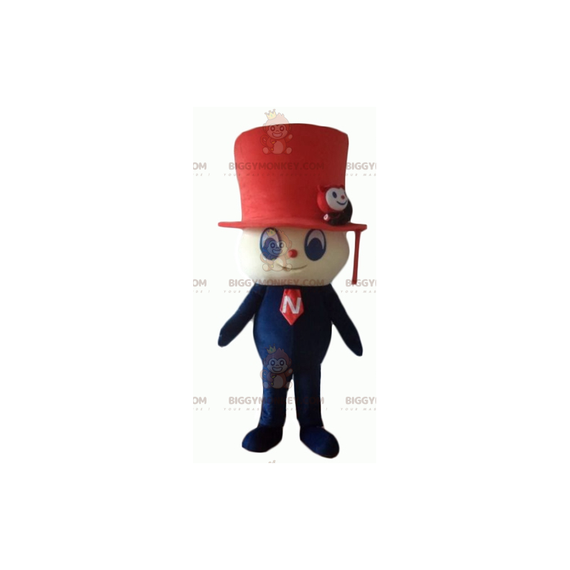 Snowman BIGGYMONKEY™ Mascot Costume With Red Top Hat –