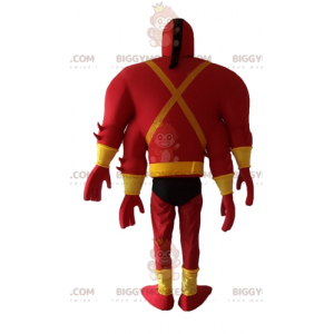 BIGGYMONKEY™ Costume mascotte creatura fantasia rossa e gialla