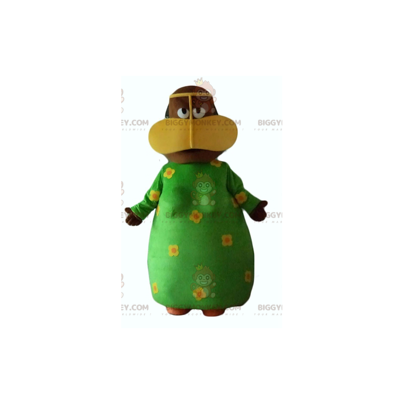 African Woman BIGGYMONKEY™ Mascot Costume With Green Floral