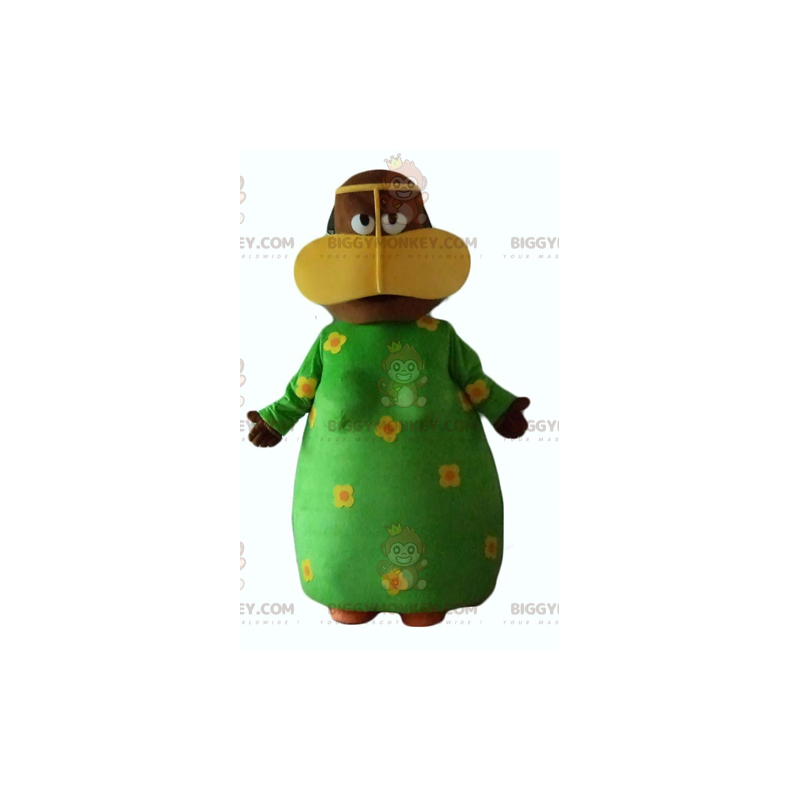 Στολή μασκότ Αφρικανής BIGGYMONKEY™ με πράσινο φλοράλ φόρεμα -