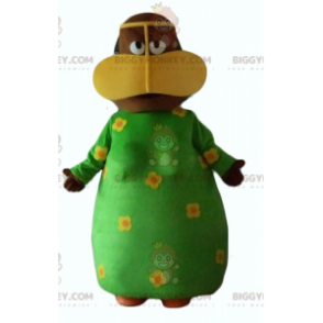 African Woman BIGGYMONKEY™ Mascot Costume With Green Floral