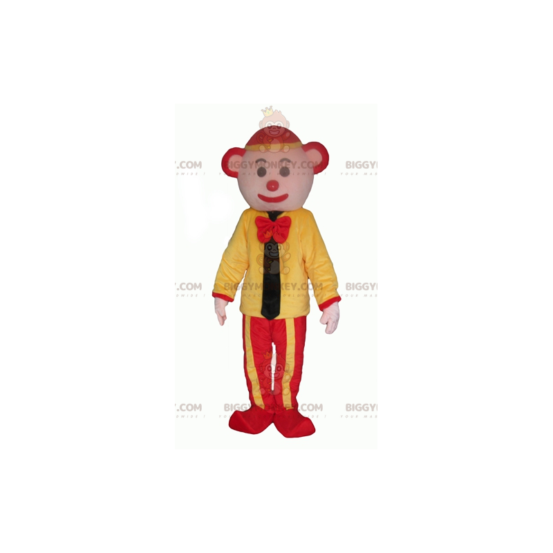 BIGGYMONKEY™ Costume da clown giallo e rosso per mascotte con