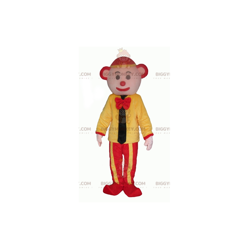 BIGGYMONKEY™ Gelbes und rotes Clown-Maskottchen-Kostüm mit