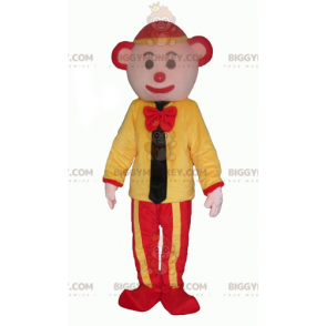 BIGGYMONKEY™ Gul och röd clownmaskotdräkt med slips -
