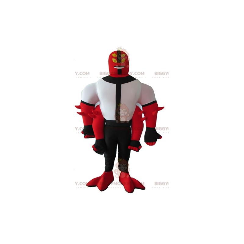 Traje de mascote BIGGYMONKEY™ Vermelho Branco e Preto Criatura