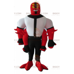 BIGGYMONKEY™ Costume da mascotte Creatura a 4 braccia rossa