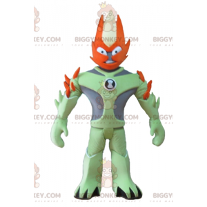 Disfraz de mascota del personaje de fantasía verde y naranja