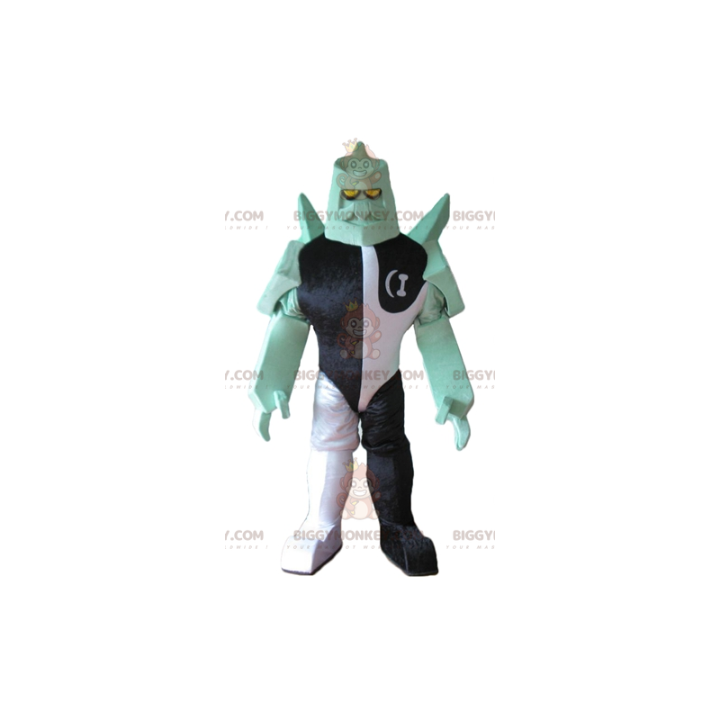 Kostium maskotka Robot BIGGYMONKEY™ Czarny Biały Zielony Postać
