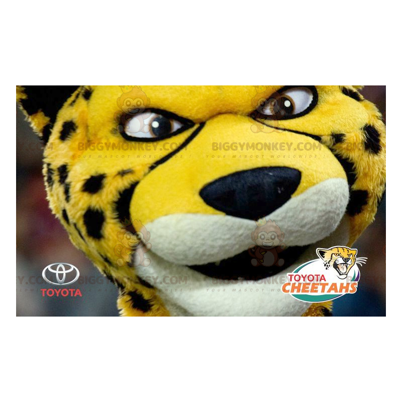BIGGYMONKEY™ Zwart-wit Geel Tijger Cheetah Mascot Kostuum -
