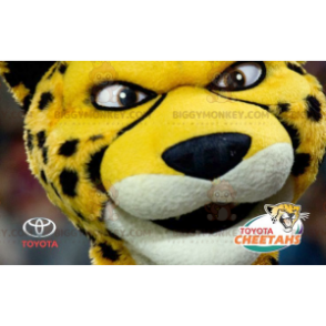 BIGGYMONKEY™ Sort og hvid Gul Tiger Cheetah maskotkostume -