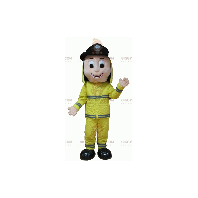 Meget smilende uniformeret brandmand BIGGYMONKEY™ maskotkostume