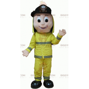 Mycket leende uniformerad brandman BIGGYMONKEY™ maskotdräkt -
