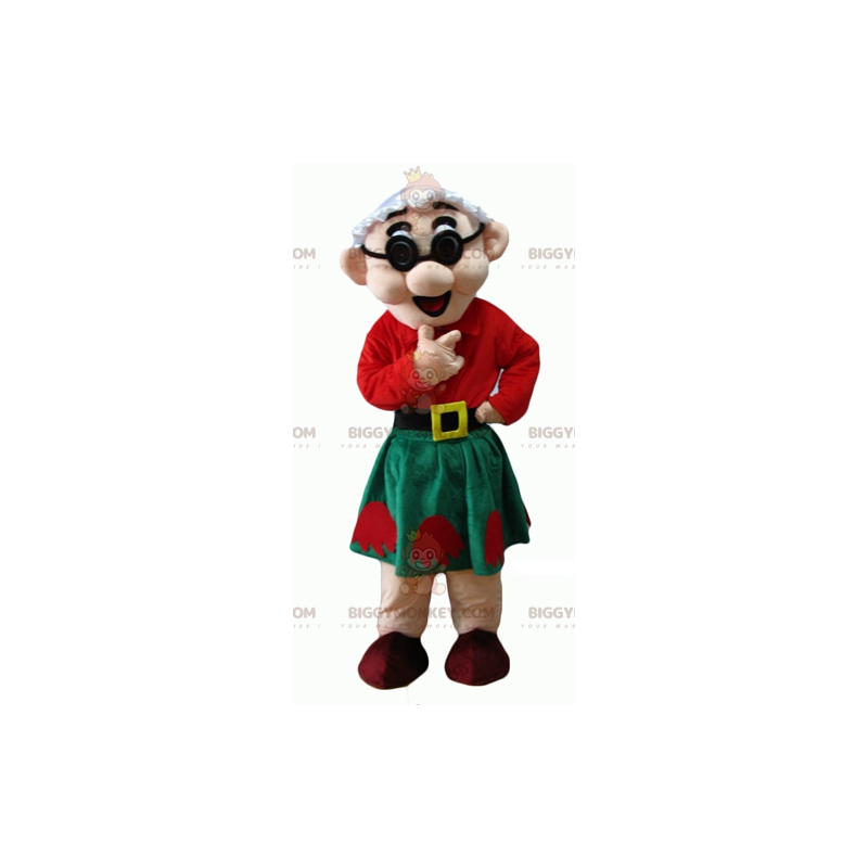 BIGGYMONKEY™ Old Lady Mascot -asu punaisessa ja vihreässä