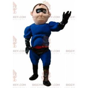 BIGGYMONKEY™ costume mascotte da supereroe in abito blu e nero