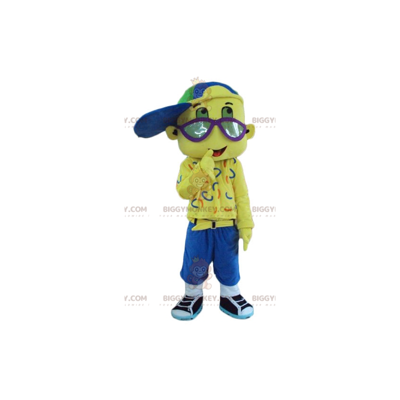 Costume de mascotte BIGGYMONKEY™ de garçon tout jaune avec une