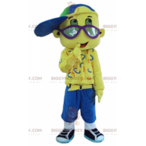 Dreng BIGGYMONKEY™ maskotkostume helt gul med kasket og