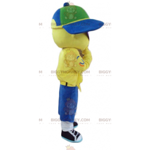 Pojan BIGGYMONKEY™ maskottiasu, täysin keltainen, korkki ja