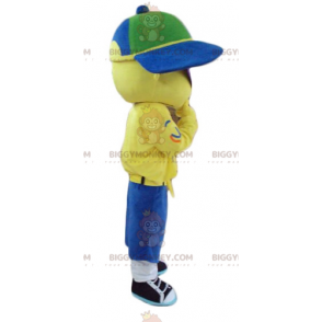 Traje de mascote de menino BIGGYMONKEY™ todo amarelo com boné e