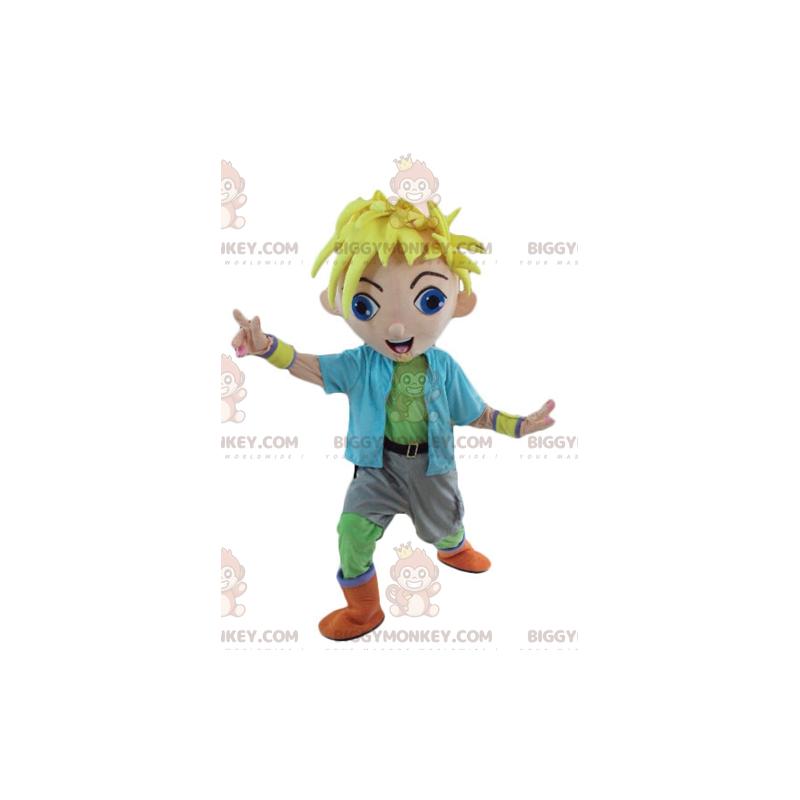 BIGGYMONKEY™ Mascot Costume Teenager Blonde Boy In Colorful