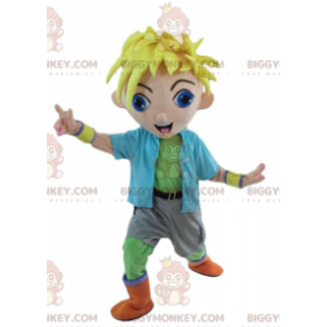 BIGGYMONKEY™ Mascot Costume Teenager Blonde Boy In Colorful