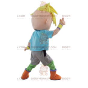 BIGGYMONKEY™ Maskotdräkt Tonåring Blond pojke i färgglad outfit