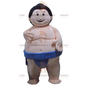 Japanse dikke worstelaar sumo BIGGYMONKEY™ mascottekostuum met