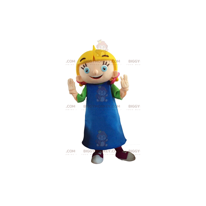 BIGGYMONKEY™ mascottekostuum voor klein blond meisje met blauwe